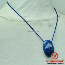 Load image into Gallery viewer, Lapis Lazuli Gemstone Oval Shape Pendant Necklace