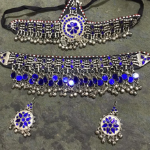 Load image into Gallery viewer, Blue Glass Stones Ethnic jewellery Set