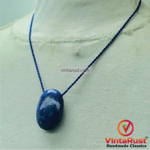 Load image into Gallery viewer, Lapis Lazuli Gemstone Oval Shape Pendant Necklace