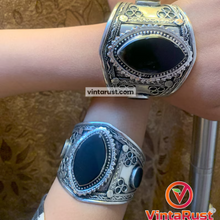 Load image into Gallery viewer, Black Stone Adjustable Handmade Cuff Bracelet