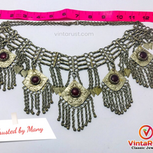 Load image into Gallery viewer, Antique Silver Kuchi Bib Necklace With Dangling Five Pendants