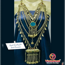 Load image into Gallery viewer, Multilayers Bib Necklace With Dangling Amulet Style Pendant