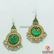 Load image into Gallery viewer, Vintage Style Green Afghan Earrings