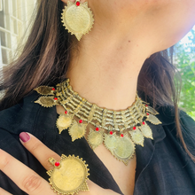 Load image into Gallery viewer, Handmade Gold Coins Chokers And Earrings with Jewelry Set