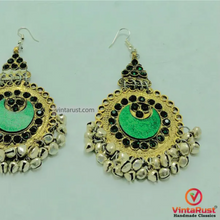 Load image into Gallery viewer, Vintage Style Green Afghan Earrings