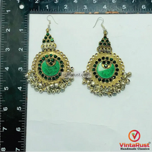 Load image into Gallery viewer, Vintage Style Green Afghan Earrings