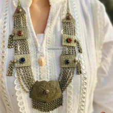 Load image into Gallery viewer, Silver Kuchi Necklace, Boho Statement Necklace