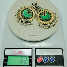 Load image into Gallery viewer, Vintage Style Green Afghan Earrings
