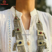 Load image into Gallery viewer, Silver Kuchi Necklace, Boho Statement Necklace