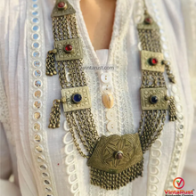 Load image into Gallery viewer, Silver Kuchi Necklace, Boho Statement Necklace