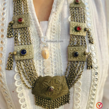 Load image into Gallery viewer, Silver Kuchi Necklace, Boho Statement Necklace