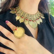 Load image into Gallery viewer, Handmade Gold Coins Chokers And Earrings with Jewelry Set