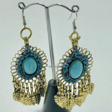 Load image into Gallery viewer, Handmade Turquoise Boho Chandelier Dangle Earrings