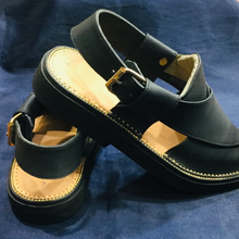 Load image into Gallery viewer, Black Leather Peshawari Chappal Gents Shoes