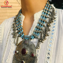 Load image into Gallery viewer, Silver Kuchi Big Nomadic Boho Necklace With Dangling Bells