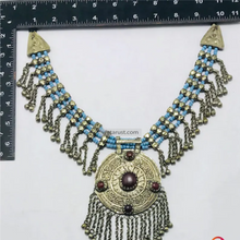 Load image into Gallery viewer, Silver Kuchi Big Nomadic Boho Necklace With Dangling Bells