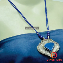 Load image into Gallery viewer, Lapis Lazuli Beaded Chain Pendant Necklace