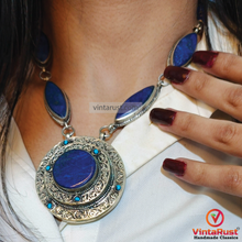 Load image into Gallery viewer, Lapis Lazuli Stone Pendants Necklace with Earrings