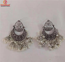 Load image into Gallery viewer, Ethnic Handmade Silver Tone Earrings With Pearls