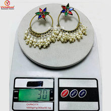 Load image into Gallery viewer, Big Round Hoop Earrings With Pearls