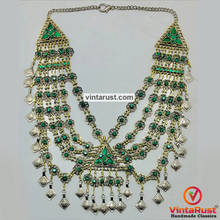 Load image into Gallery viewer, Tribal Statement Green Layered Bib Necklace