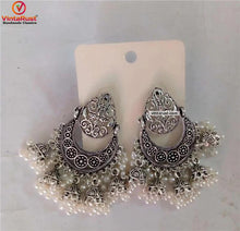 Load image into Gallery viewer, Ethnic Handmade Silver Tone Earrings With Pearls