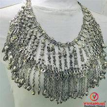 Load image into Gallery viewer, Silver Kuchi Oversized Dangling Tassels Necklace