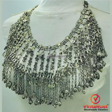 Load image into Gallery viewer, Silver Kuchi Oversized Dangling Tassels Necklace
