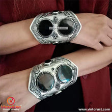 Load image into Gallery viewer, Kuchi Tribal Black Stone Cuff Bracelet