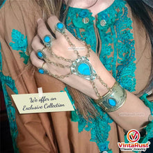 Load image into Gallery viewer, Vintage Turquoise Stone Slave Bracelet with Rings