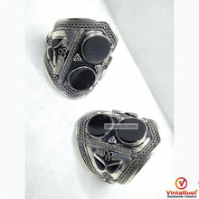 Load image into Gallery viewer, Kuchi Tribal Black Stone Cuff Bracelet