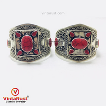 Load image into Gallery viewer, Handmade Boho Cuff Bracelet inlaid With Stones