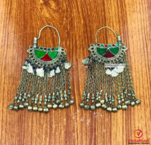 Load image into Gallery viewer, Red and Green Earring With Oversized Bells Chaandbaliyaan