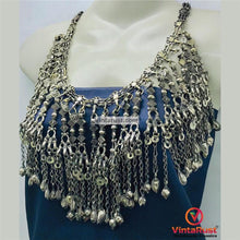 Load image into Gallery viewer, Silver Kuchi Oversized Dangling Tassels Necklace