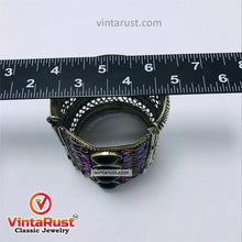 Load image into Gallery viewer, Vintage Gypsy Cuff Bracelet With Big Glass Stones