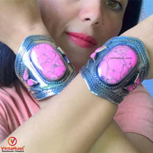 Load image into Gallery viewer, Vintage Tribal Cuff With Pink Stones
