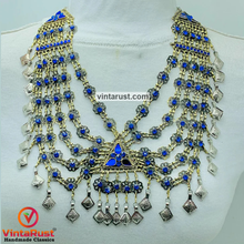 Load image into Gallery viewer, Handmade Blue Vintage Unique Bib Necklace