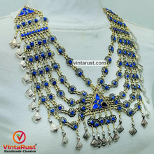 Load image into Gallery viewer, Handmade Blue Vintage Unique Bib Necklace