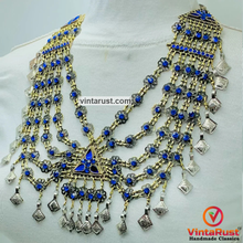 Load image into Gallery viewer, Handmade Blue Vintage Unique Bib Necklace