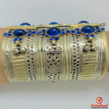 Load image into Gallery viewer, Blue Stone Antique Tribal Cuff Bracelet