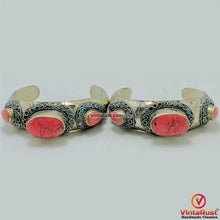 Load image into Gallery viewer, Tribal Coral Stones Cuff Bracelet with Beads