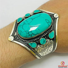 Load image into Gallery viewer, Handmade Silvered Metal Patterned Cuff Bracelet