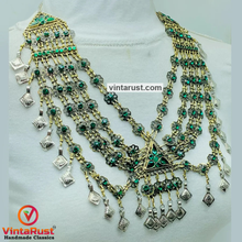 Load image into Gallery viewer, Tribal Statement Green Layered Bib Necklace