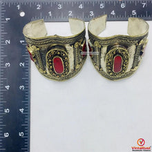 Load image into Gallery viewer, Antique Handmade Boho Stone Cuff Bracelet