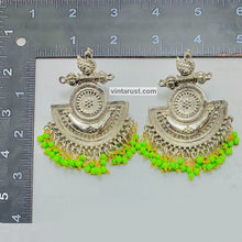 Load image into Gallery viewer, Indian Oxidized Big Earrings With Green Beads