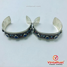 Load image into Gallery viewer, Boho Lapis Stone Cuff Bracelet With Turquoise and Coral