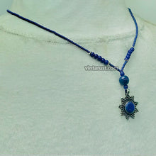 Load image into Gallery viewer, Lapis Beaded Necklace with Dangling Pendant