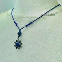 Load image into Gallery viewer, Lapis Beaded Necklace with Dangling Pendant