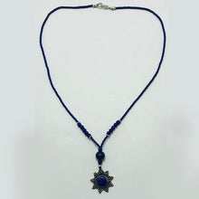 Load image into Gallery viewer, Lapis Beaded Necklace with Dangling Pendant