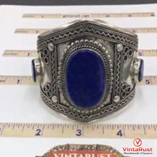 Load image into Gallery viewer, Tribal Lapis Lazuli Stone Cuff Bracelet